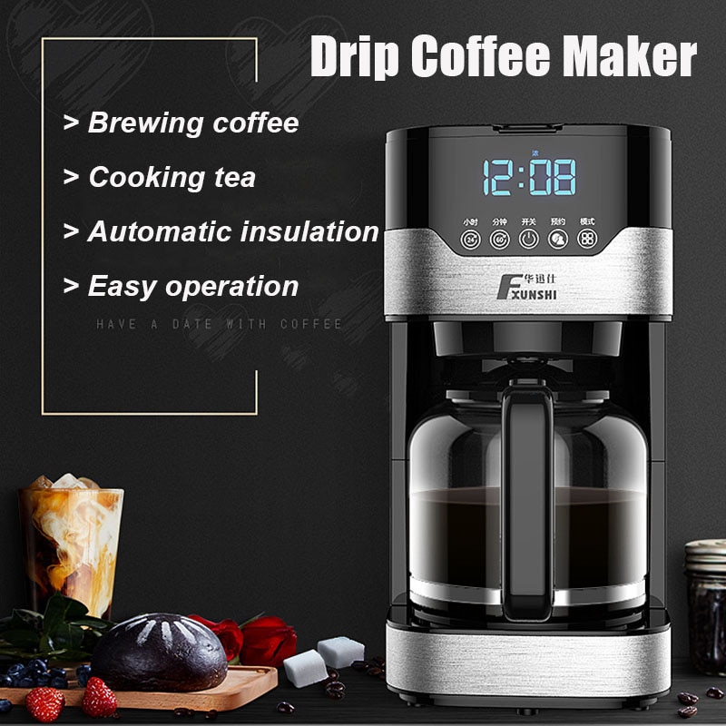 MD-259T 1.8L Large Capacity American Coffee Machine Automatic Insulation Drip Coffee Maker 2h Heat Preservation LED Display
