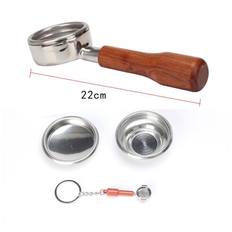 Stainless Steel 58MM Bottomless Portafilter Professional Espresso Coffee Machine Wood Handle filter Basket Included