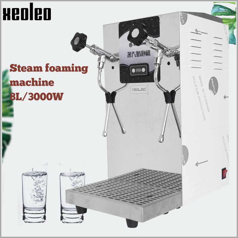 Xeoleo 8.6L Milk bubble machine Water boiler machine Coffee steam maker Double Nozzle with Booster pump Milk foam machine
