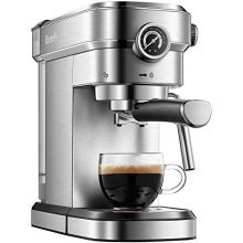 Brewsly 15 Bar Espresso Machine, Stainless Steel Compact Espresso Maker with Milk Frother Wand, Professional Coffee Machine for Espresso, Cappuccino and Latte
