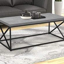 Safdie & Co. Living Room Coffee Coktail Tea Center Table-48 L/Gray Modern Low Table, Grey Cement