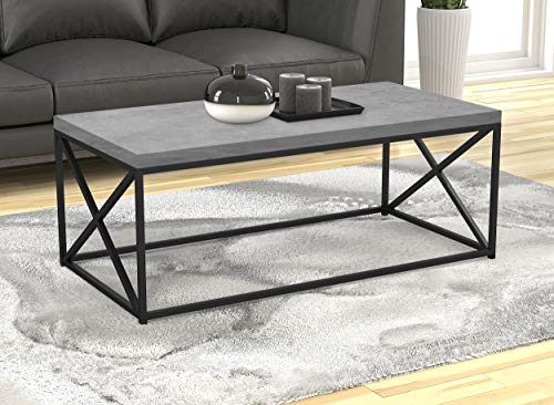 Safdie & Co. Living Room Coffee Coktail Tea Center Table-48 L/Gray Modern Low Table, Grey Cement