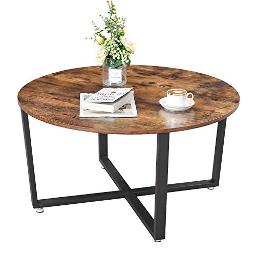 VASAGLE ALINRU Round Coffee Table, Industrial Style Cocktail Table 