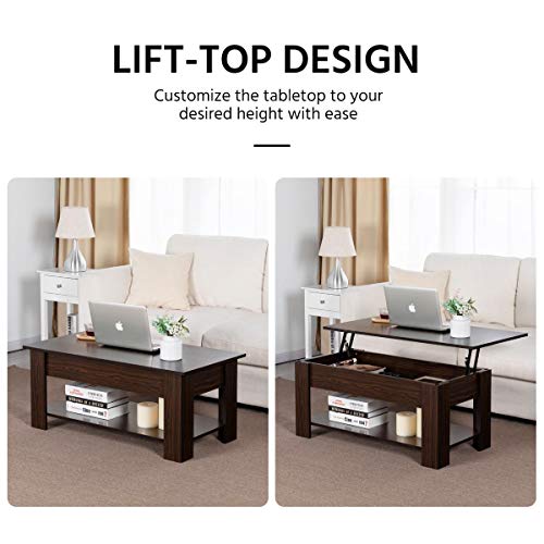 Lift Top Coffee Table With Hidden Compartment And Storage Shelf Offer ...