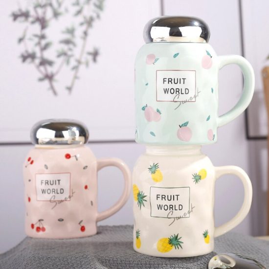 Cute Fruit Coffee Mug with Lid