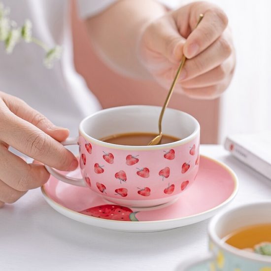 Strawberry Pear Lemon Fruit Pattern Coffee Cup