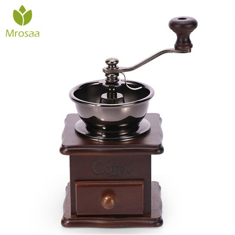 Classical Wooden Manual Coffee Grinder Hand Stainless Steel