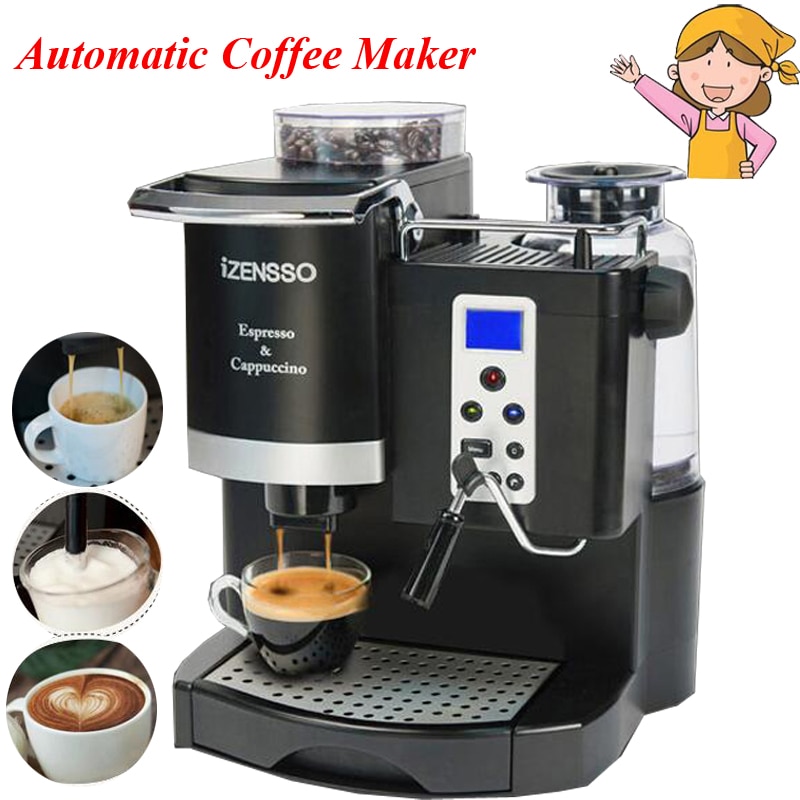 Espresso Machine Coffee Maker with Grind Bean and Froth Milk
