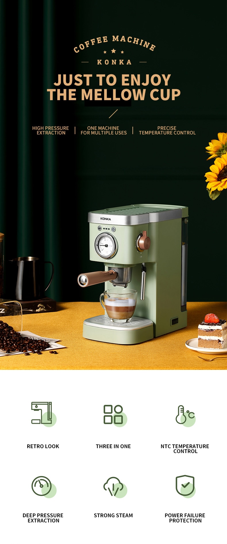 Italian Espresso Classic Retro Coffee Machine 220v 20bar