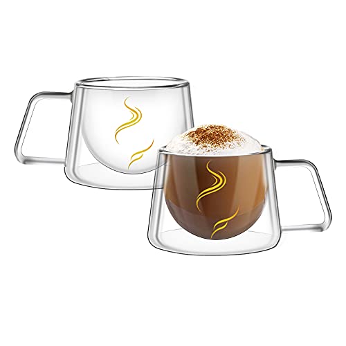 Double Wall Glass Coffee Mugs with Handle