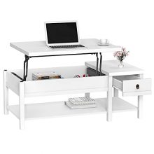 Coffee Table with Storage Drawer with Hidden Compartment and Storage Shelf