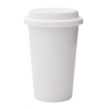 White Ceramic Travel Coffee Cup with Lid & Sleeve