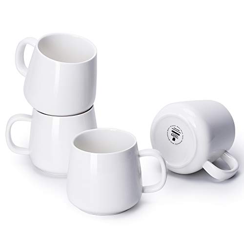 Porcelain Coffee Mugs Set of 4 - 12 Ounce Cups