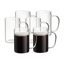 HORLIMER 16 oz Glass Coffee Mugs Set of 6