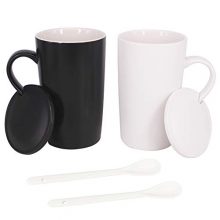 Ceramic Coffee Mug with Lid and Spoon
