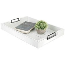 Vintage White Wood with Modern Matte Black Metal Handles