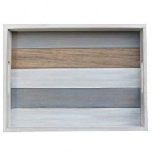 Rustic Wooden Serving Tray for Ottoman Coffee Table