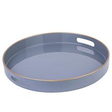 Zosenley Decorative Tray, Round Plastic Tray with Handles
