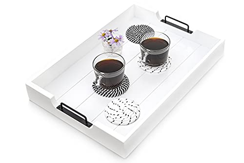 White Wooden Coffee Table Tray