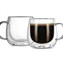 CnGlass Double Walled Glass Coffee Mugs 10oz