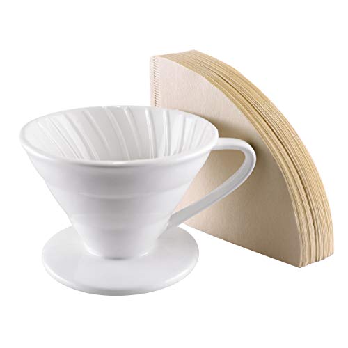 Roponan V60 Ceramic Pour Over Coffee Dripper for 1-3 Cups