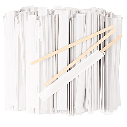 1000Pcs Disposable Wood Paper Wrapped Coffee Stirrers