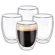 Glass Coffee Mugs 12 OZ - Set of 4, Double Wall