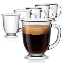 Glass Coffee Mugs Set of 6, Vivimee Clear Coffee Mug 15 Oz