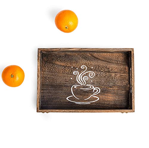 Rectangle Wood Coffee Tray with Handles
