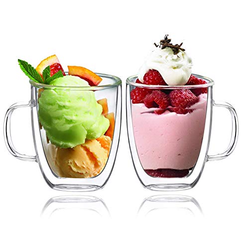 Double Walled Insulated Drinking Glasses with Handle