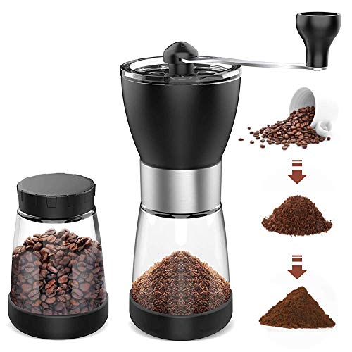 Hand Coffee Grinder with Two Glass Jars 5.5 oz Each