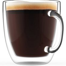 Large Coffee Mug, Double Wall Glass 16 oz