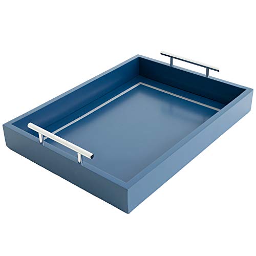 Coffee Table Blue Serving Tray with Handles