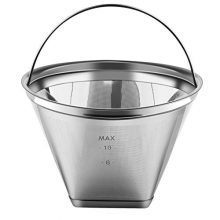 Reusable #4 Cone Coffee Filter, made from stainless steel for enhanced flavor, fits Cuisinart, Ninja, and Hamilton Beach coffee makers, easy to clean, eco-friendly. 