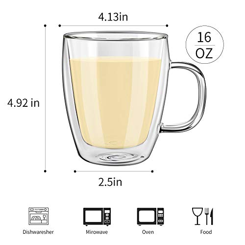 YUNCANG Double Wall Glass Coffee Mugs With Handle Offer