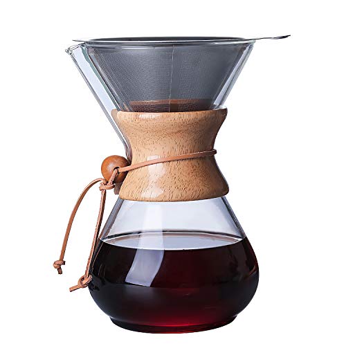 Drip Glass Coffee Maker with Reusable Stainless Steel Filter
