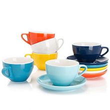Coffee Drinks, Latte, Cafe Mocha Cappuccino Cups with Saucers
