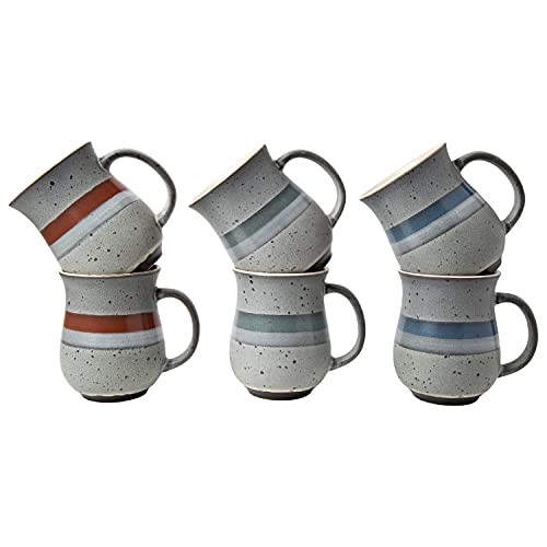 18 oz Ceramic Rustic Mugs - Set of 6