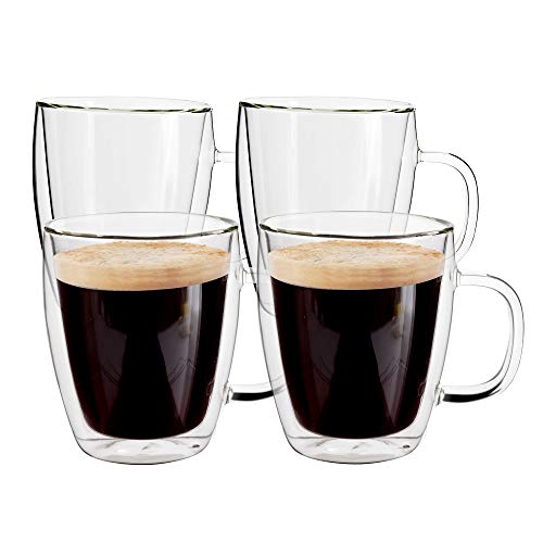 Yuncang Glass Coffee Mugs 4 Pack
