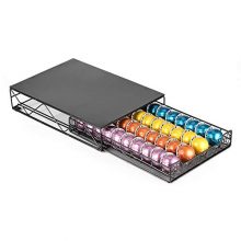 Black Coffee Pod Holder Drawer - Compatible with Vertuoline, Holds 40 Capsules, Compact Kitchen Organizer
