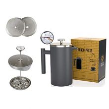 Barista Warrior Insulated Stainless Steel French Press with Thermometer