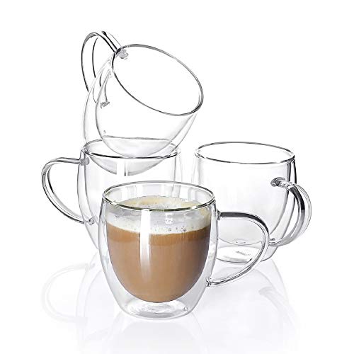 4PCS Double Wall Insulated Glass Coffee Tea Cup Set