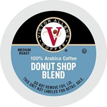 Victor Allen's Coffee Donut Store Medium Roast, 80-count single-serve pods for Keurig machines, gluten-free and non-GMO. 