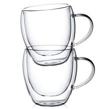 Glass Coffee Mugs 8 oz Double Wall