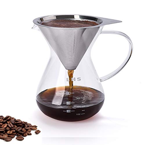 Pour Over Coffee Maker Paperless Reusable Stainless Steel Filter