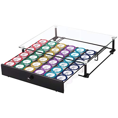 Tempered Glass Top Coffee Pod Storage Drawer for K Cup Coffee Pods