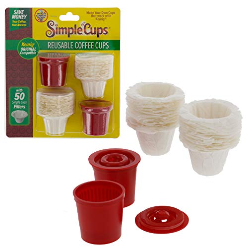 Reusable Coffee K-cup Cups (Set of 2) with 50 Filters
