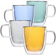 BTaT- Colored Double Walled Glass Coffee Mugs