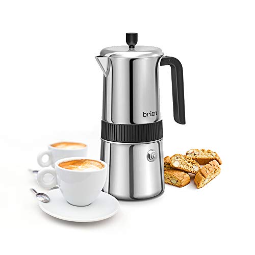 Brim 6 Cup Moka Maker, Perfect Stovetop Espresso Maker