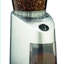 Capresso 560Infinity Conical Burr Grinder in Brushed Silver – 8.5-Ounce Capacity with Precision Grinding and Easy Cleaning Features